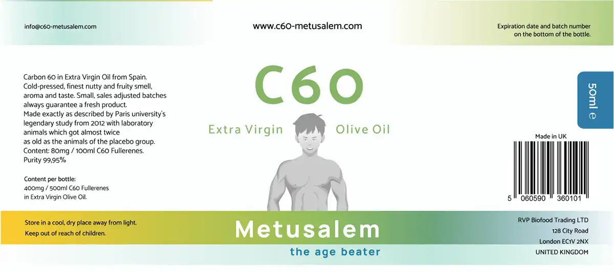 C60 Natives Olivenöl Extra 50ml, Lipo-Fullerene 99,95%, Bucky Balls